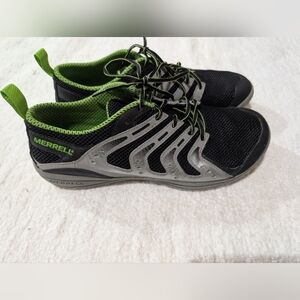 Merrell Bare Access Flex M Black Green Gecko Trail Running Shoes SIZE 10.5 MENS